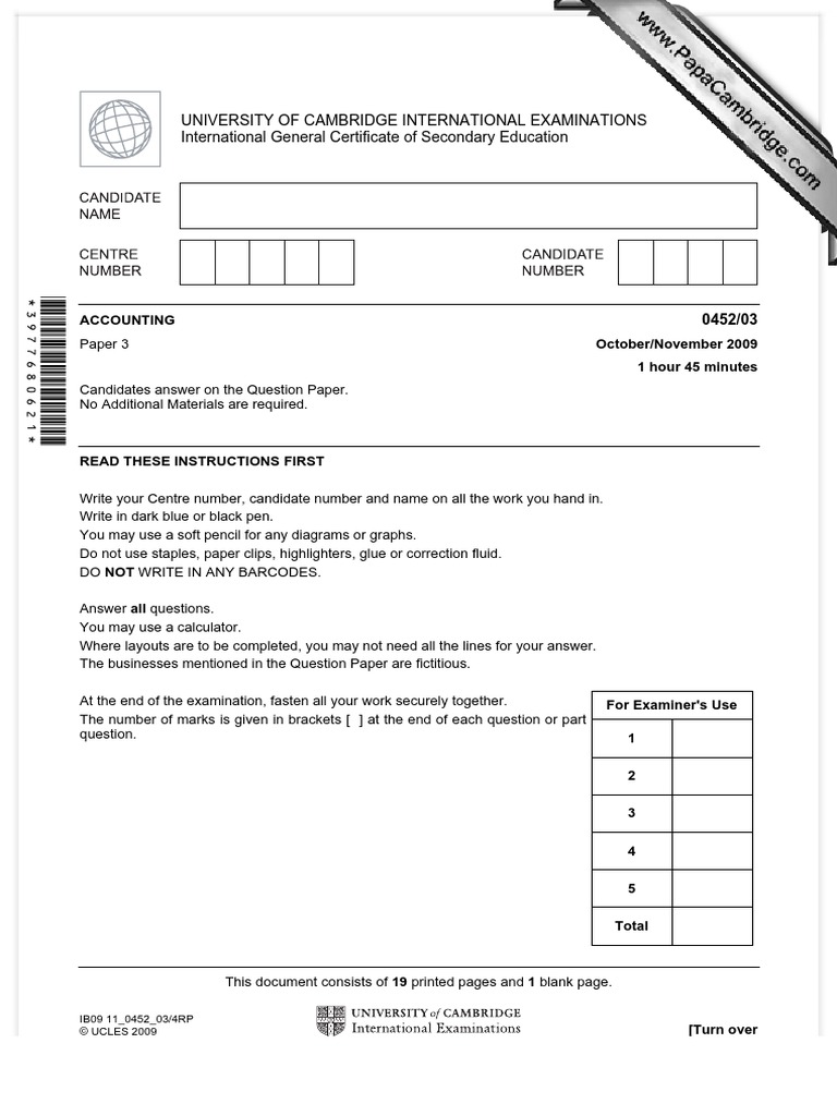 Paper Accounting 2009 | PDF | Debits And Credits | Bookkeeping