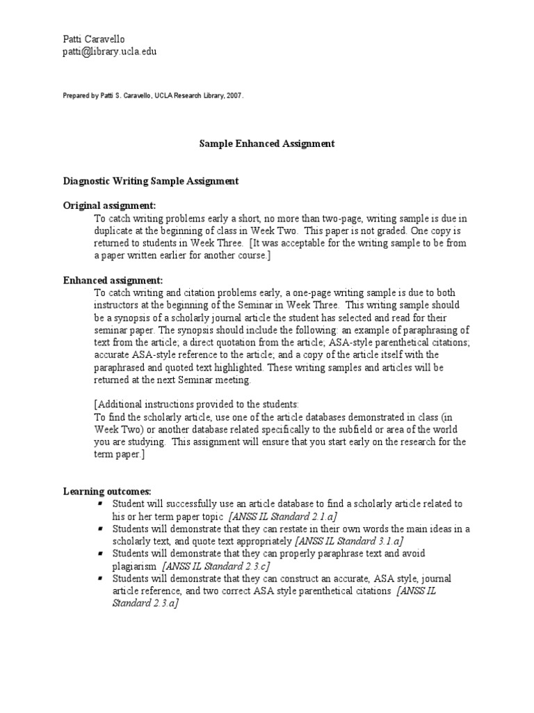 Diagnostic Writing Sample Assignment PDF