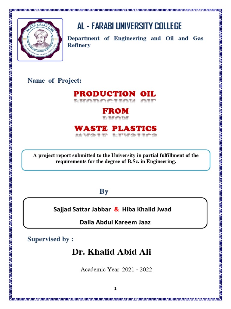 3-Production Oil From Waste Plastics | PDF | Plastic | Polyethylene