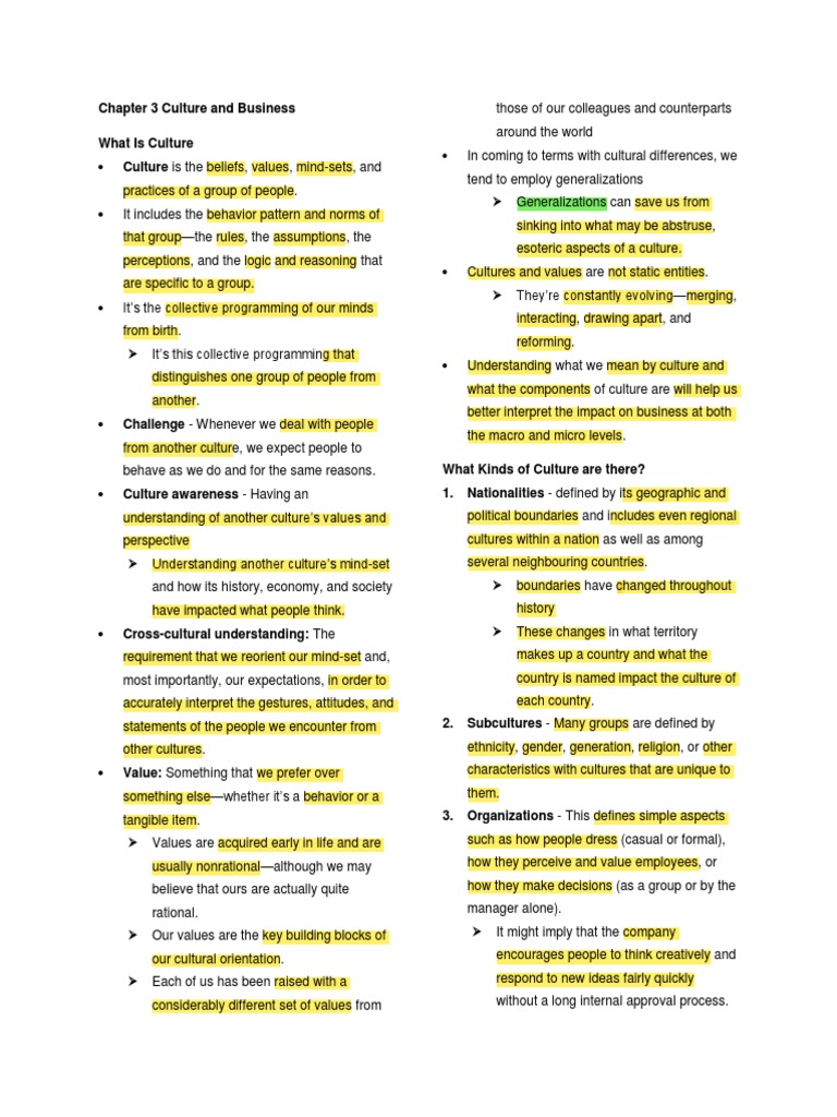 Chapter 3 Culture and Business | PDF | Corporate Social Responsibility ...