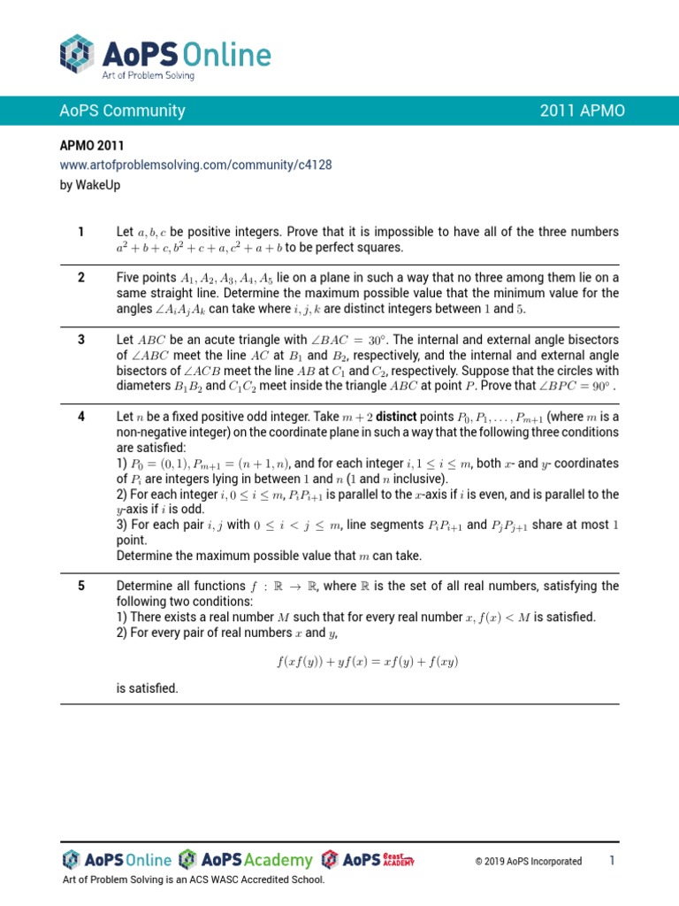 Aops Community 2011 Apmo PDF
