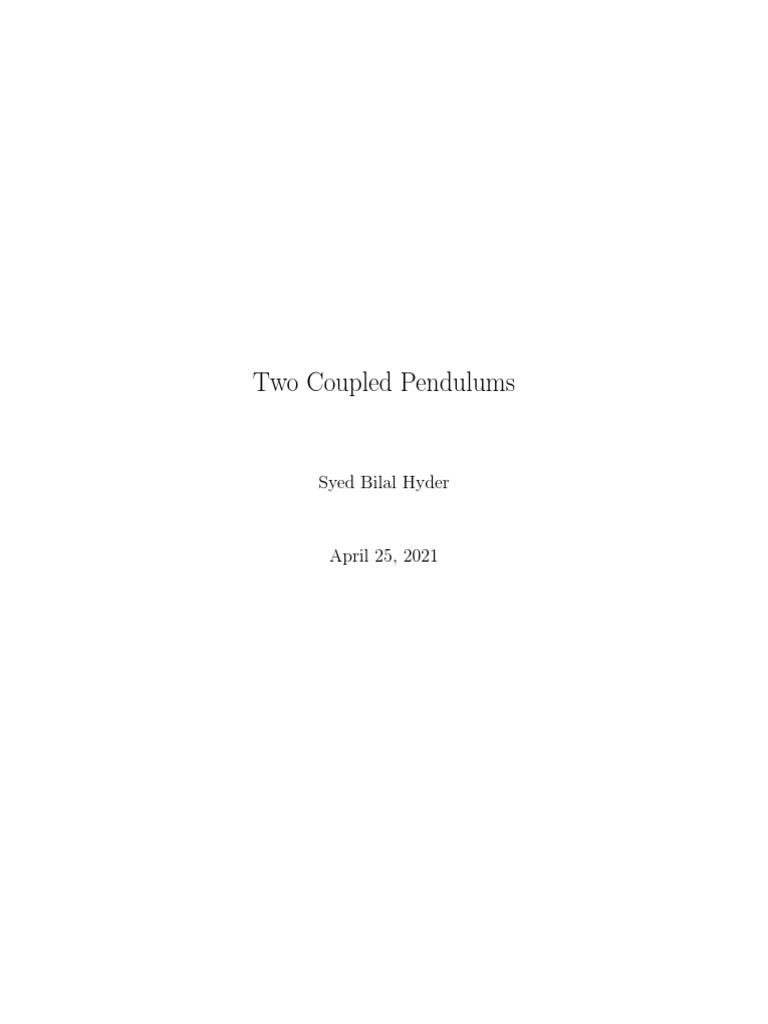 Two Coupled Pendulums Pdf Oscillation Pendulum