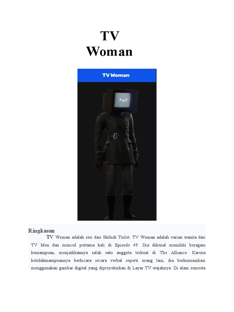 Karakter TV Woman dalam Skibidi Toilet | PDF