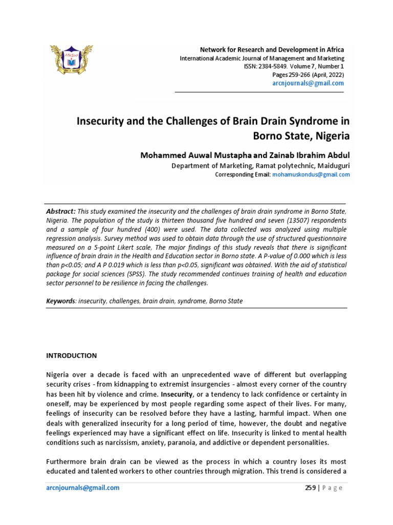 Brain Drain Nigeria PDF Science Methodology