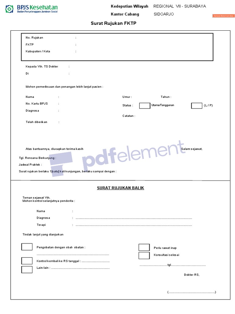Surat Rujukan Puskesmas ke RS BPJS | PDF