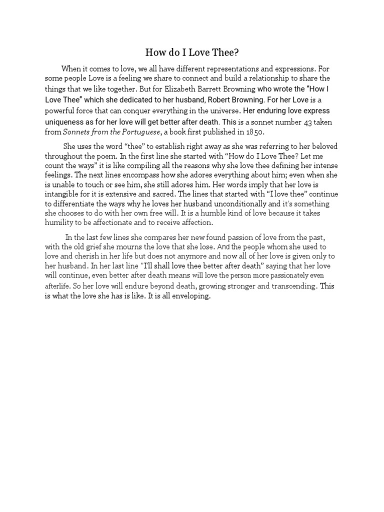 How Do I Love Thee ANALYSIS PDF