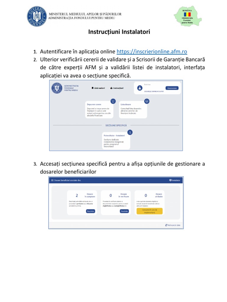 Instructiuni Eligibilitate Fotovoltaice Instalatori | PDF