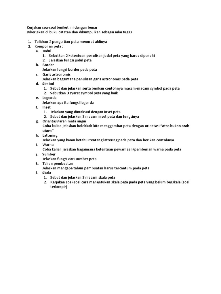 Soal Latihan Komponen Peta Pdf
