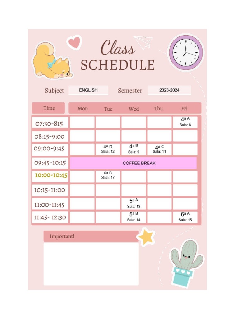 English Schedule Pdf