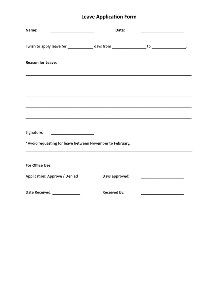 Leave Application Form Template | PDF | Career & Growth