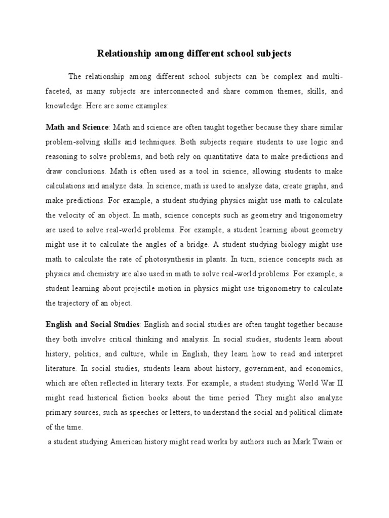 Interrelationships Among School Subjects | PDF | Mathematics | Science