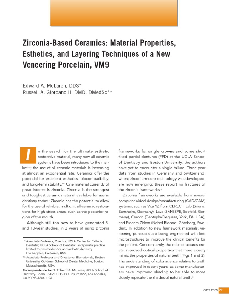 Zirconia Based Ceramics | PDF | Zirconium Dioxide | Materials