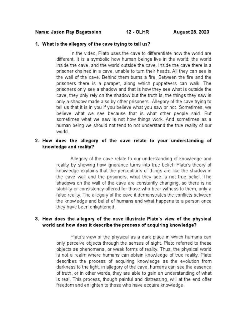 What Is The Allegory of The Cave Trying To Tell Us PDF Knowledge