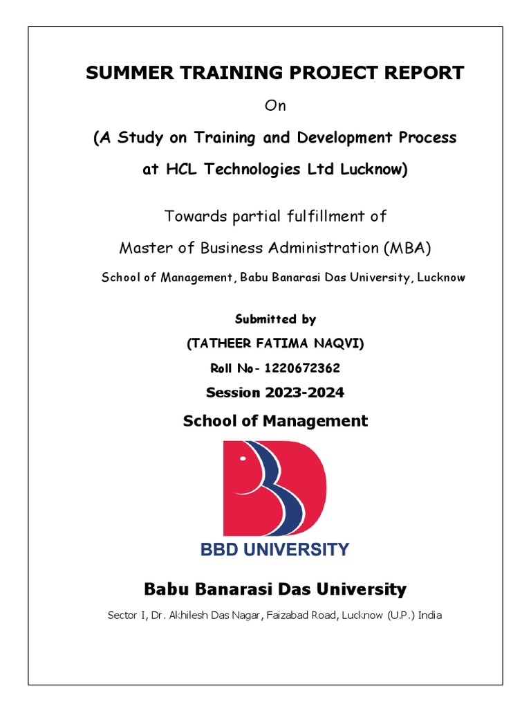 A Study On Training and Development Process at HCL Technologies LTD