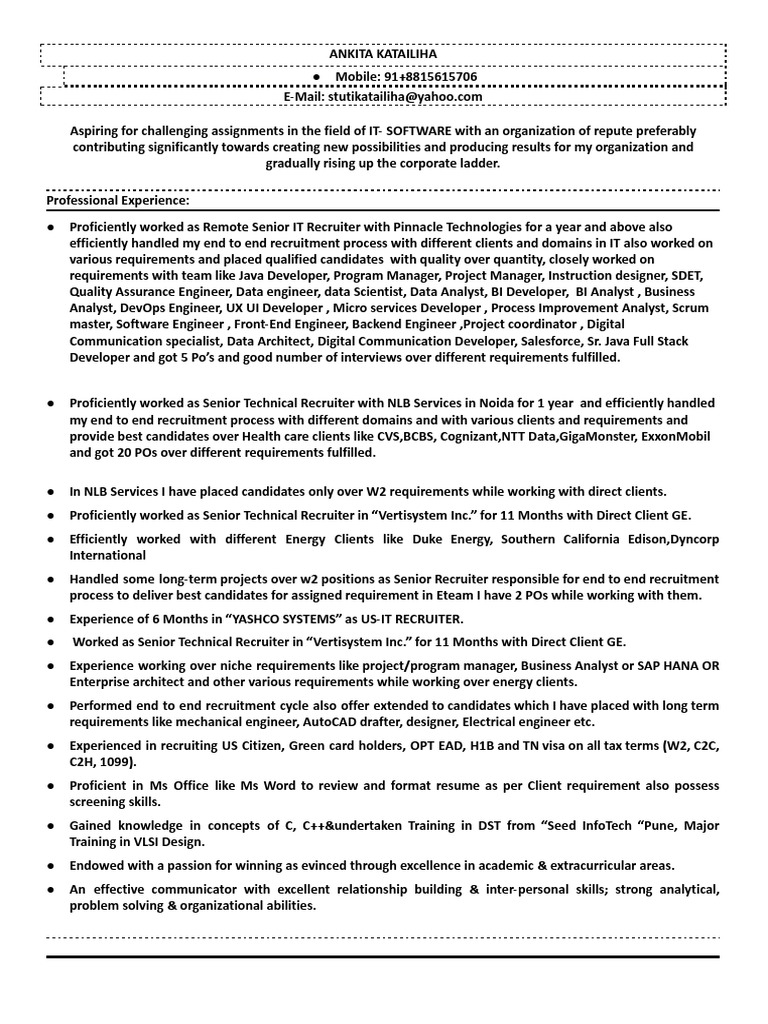 Ankita+katailiha+Updated+Resume+ (1) + (3) Docx+ | PDF | Recruitment ...