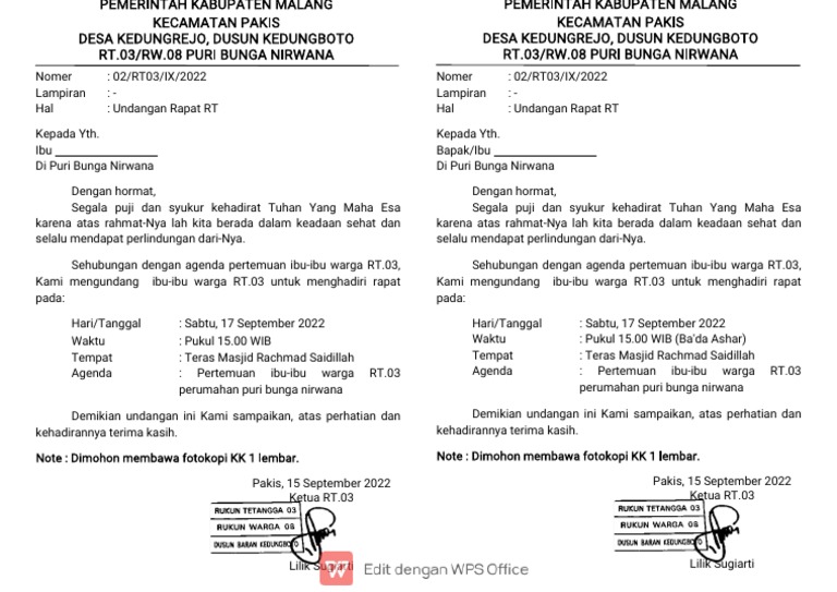 01 Undangan Rapat Rt | PDF