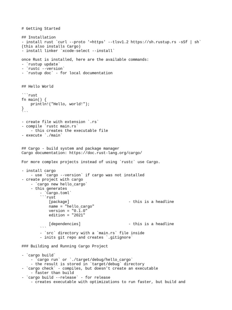 Rust Installation and Cargo Guide | PDF
