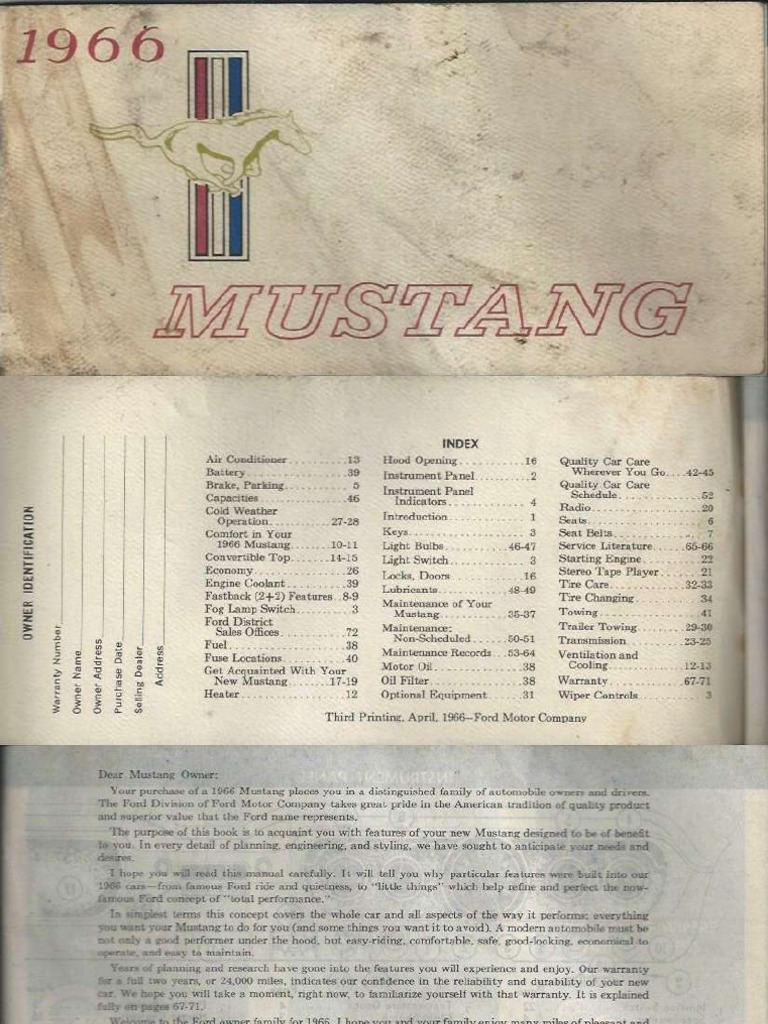 1966-Mustang-Owners-Manual New | PDF