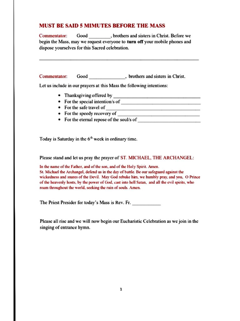 English Mass Guide | PDF