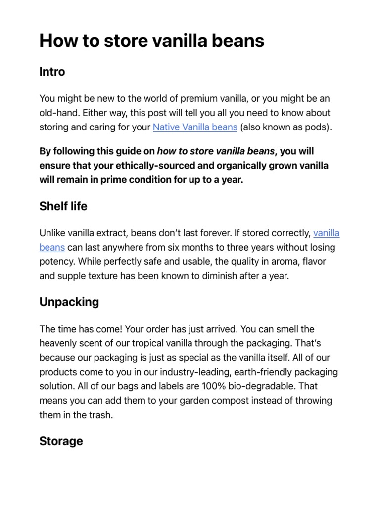 How To Store Vanilla Beans Native Vanilla PDF Vanilla Food And