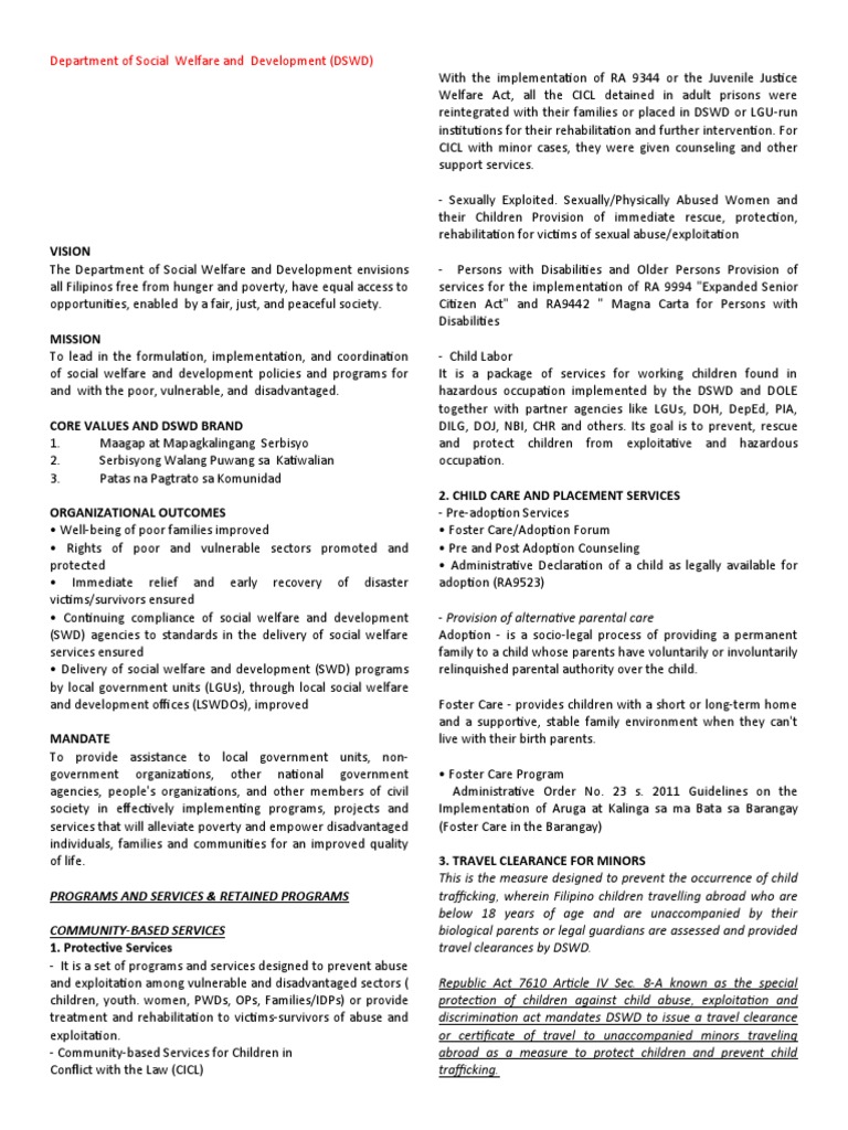 Department of Social Welfare and Development | PDF