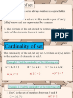 Cardinality and Types of Sets