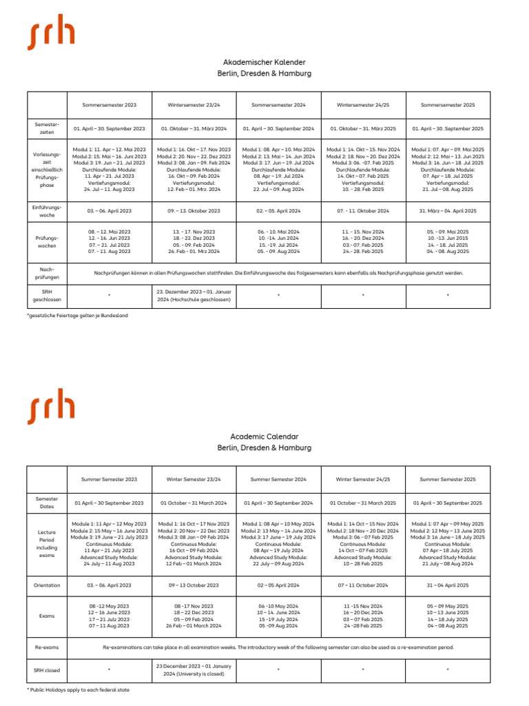 Akademischer Kalender  PDF