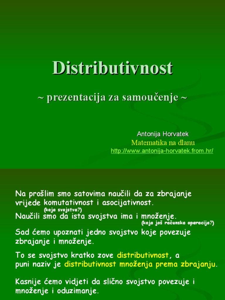 Distributivnost Samoucenje | PDF
