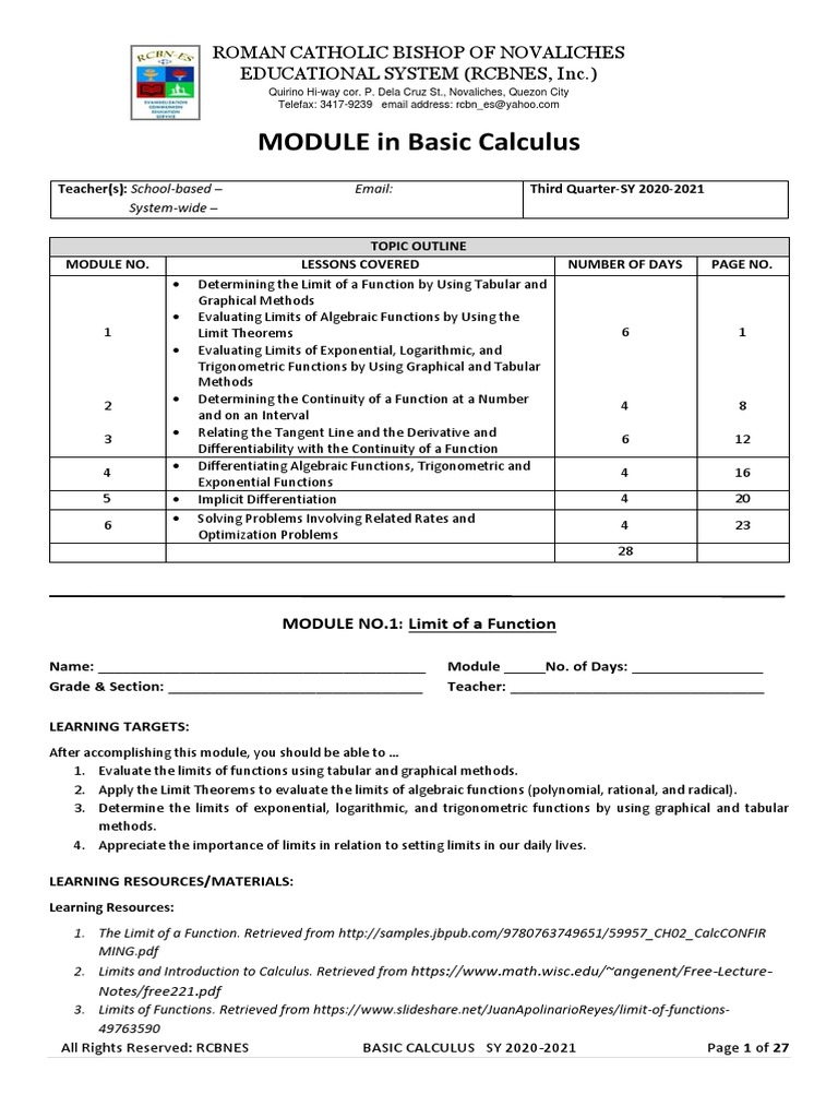 Basic calculus learners pdf