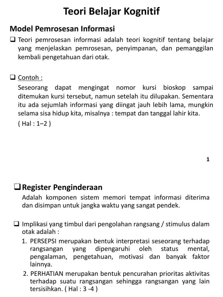 Teori Belajar Kognitif 1 Pdf
