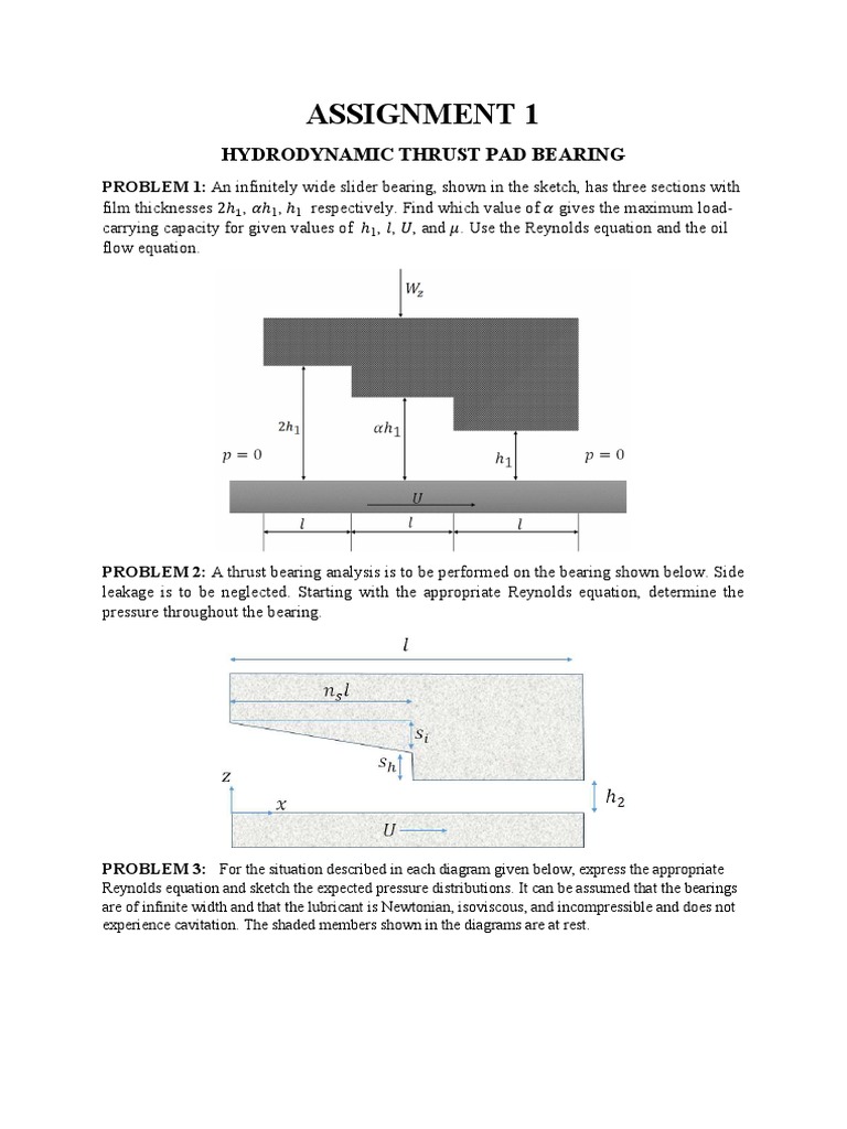 Reynold Equation and Hydrodynamic Thrust Bearing 0 PDF Fluid