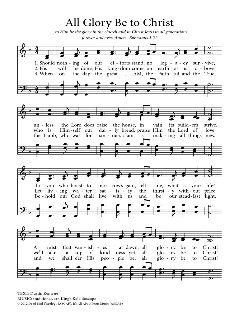 All Glory Be To Christ | PDF