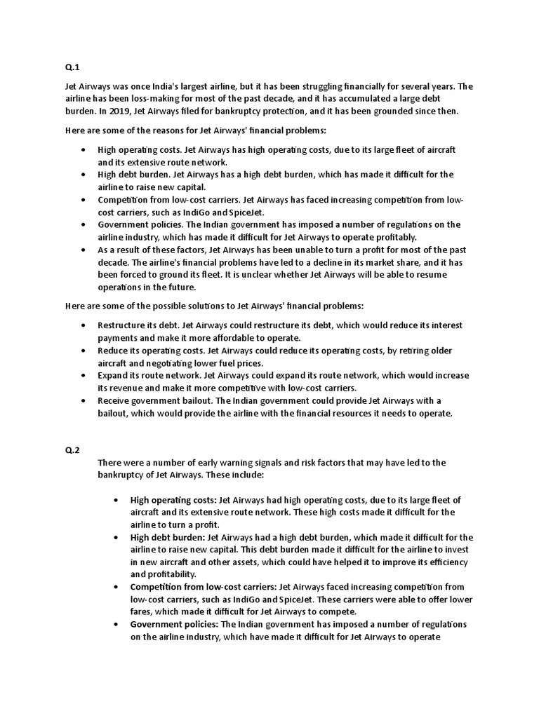 Case Study Answers PDF Airlines Low Cost Carrier