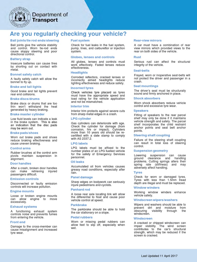 Pre Pit Inspection Checklist PDF