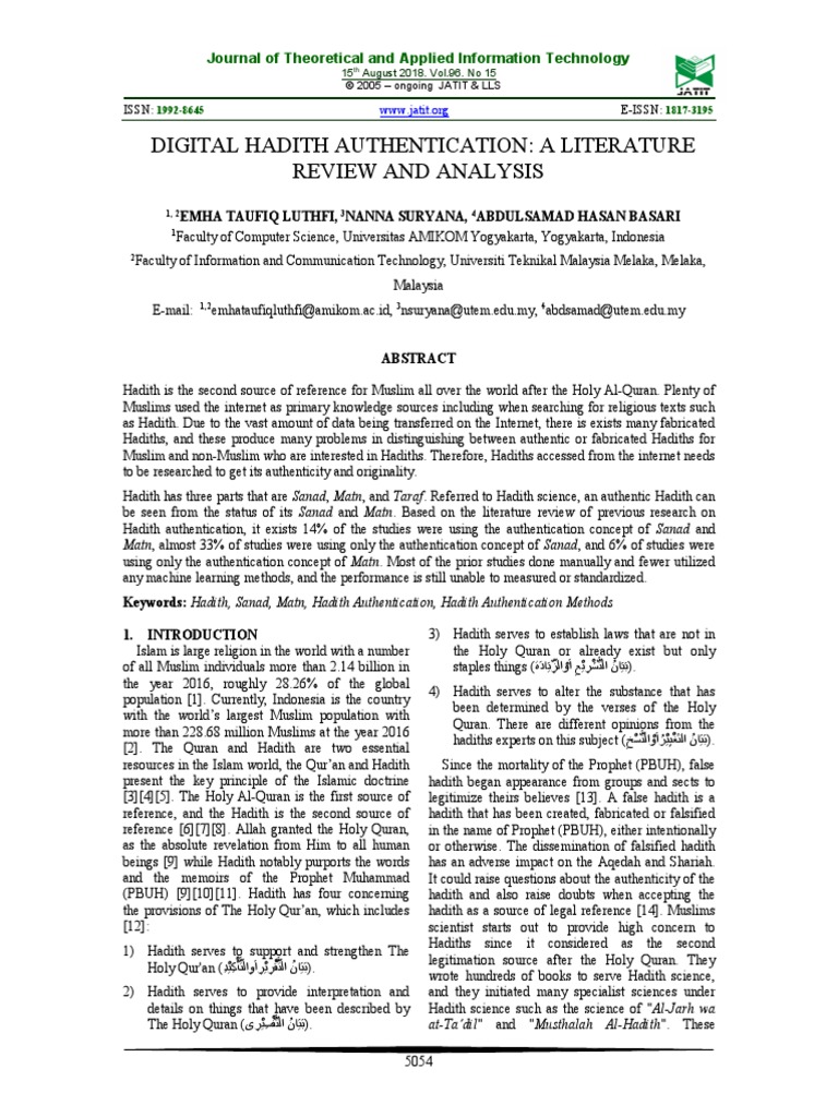 Digital Authentication of Hadiths | PDF | Hadith | International ...