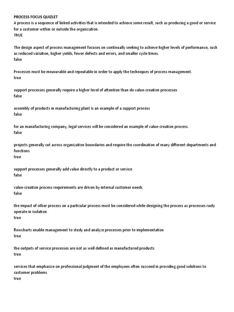Process Focus Quizlet | PDF | Business Process Management | Error