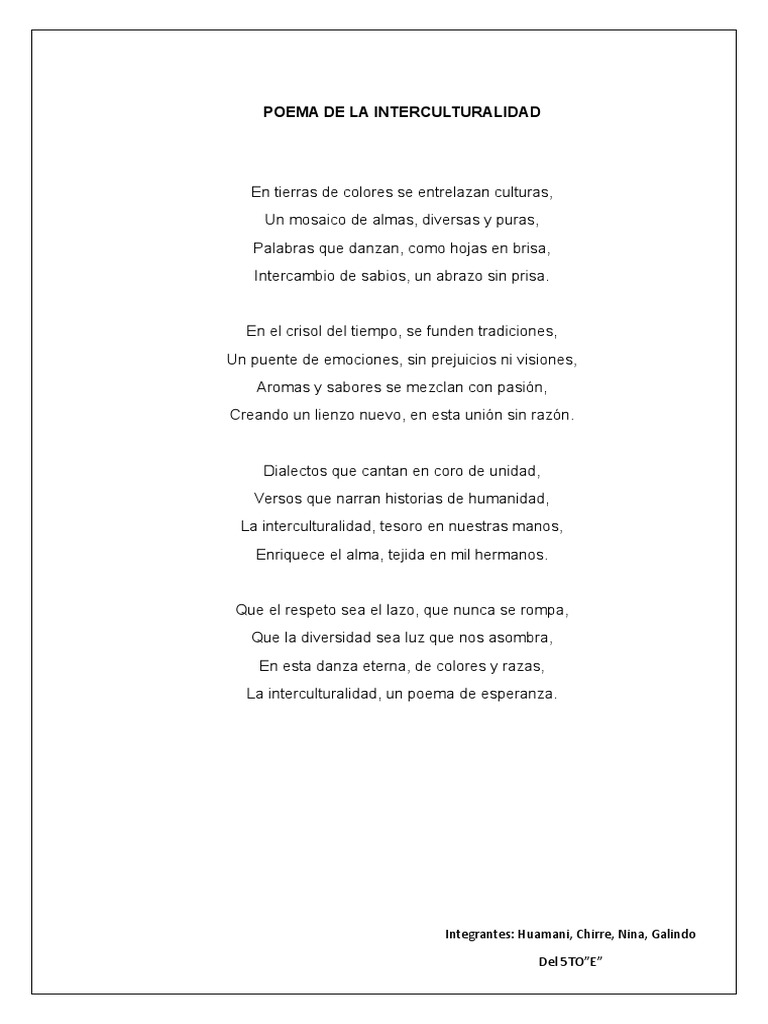 Poema sobre la Interculturalidad | PDF | Poesía | Clásicos