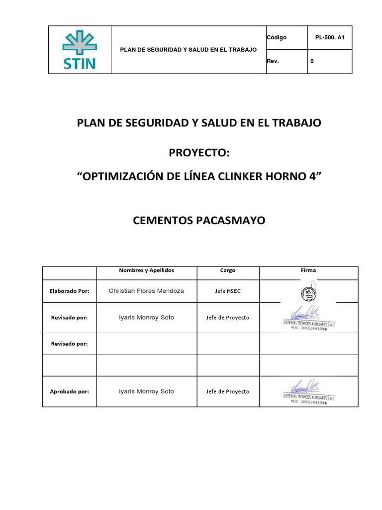 Plan de Seguridad y Salud Ocupacional | PDF | Seguridad y salud ocupacional
