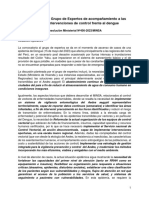 Informe Final Del Grupo de Expertos de Acompañamiento A Las Políticas e Intervenciones de Control Frente Al Dengue