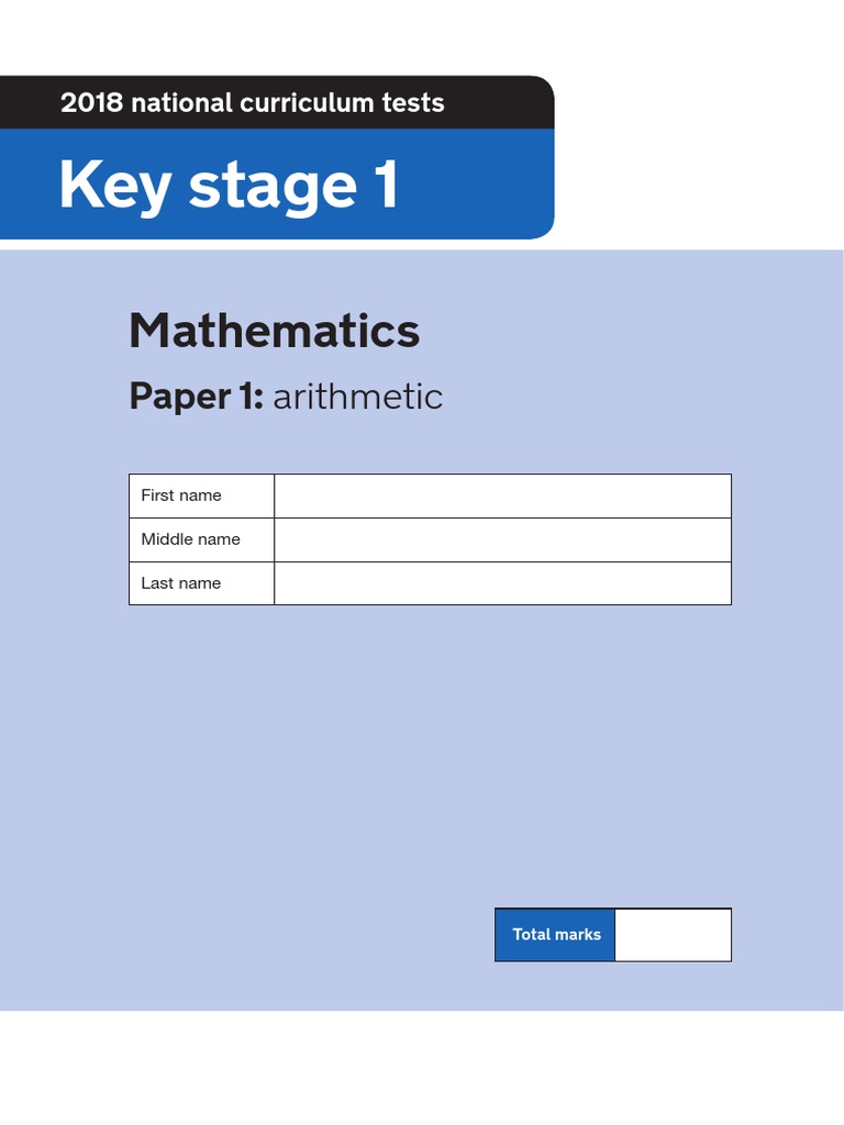 2018 Ks1 Mathematics Paper 1 Arithmetic Pdf Copyright