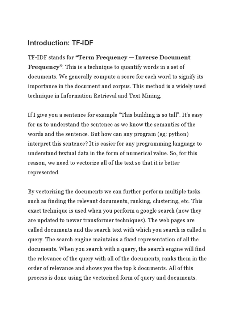 Term Frequency and Inverse Document Frequency | PDF | Information ...