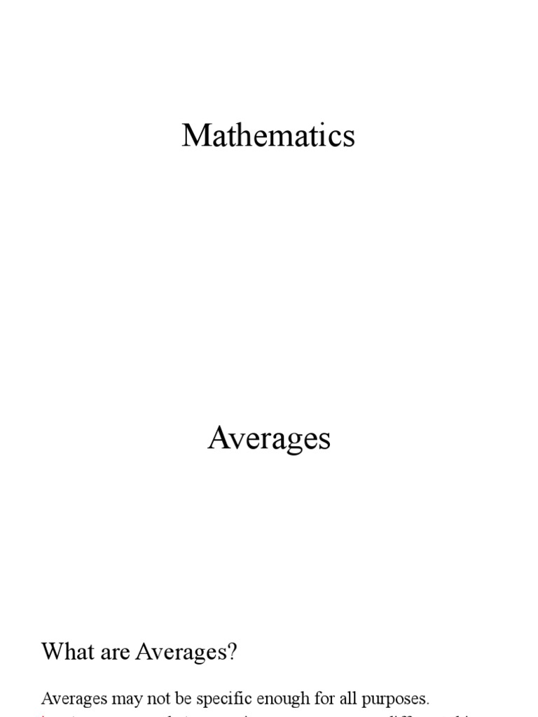 Understanding Averages: Mean, Median, Mode | PDF