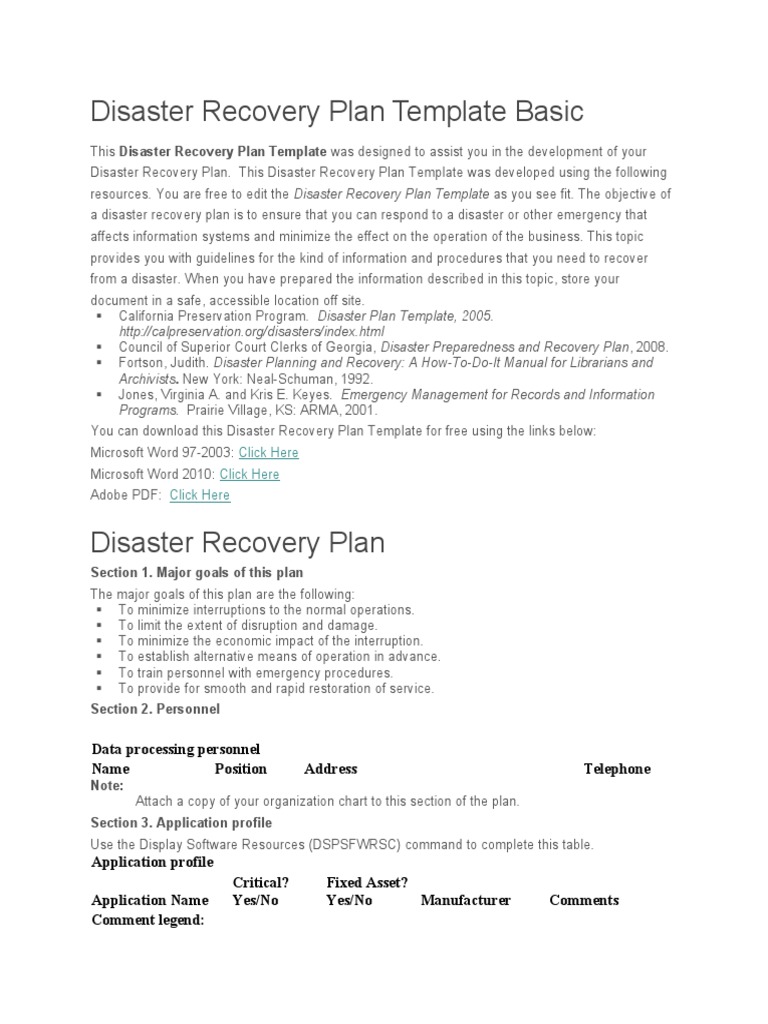 Disaster Recovery Plan Template Basic PDF Backup Disaster Recovery Disaster Recovery Plan Template Basic PDF Backup Disaster Recovery