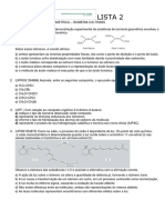 Lista 2 - Isomeria CIs Trans