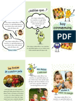 Folleto Tríptico Comida Fruta Infantil Divertido Multicolor