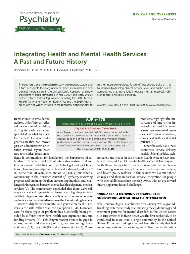 Integrating Health and Mental Health Services - A Past and Future ...