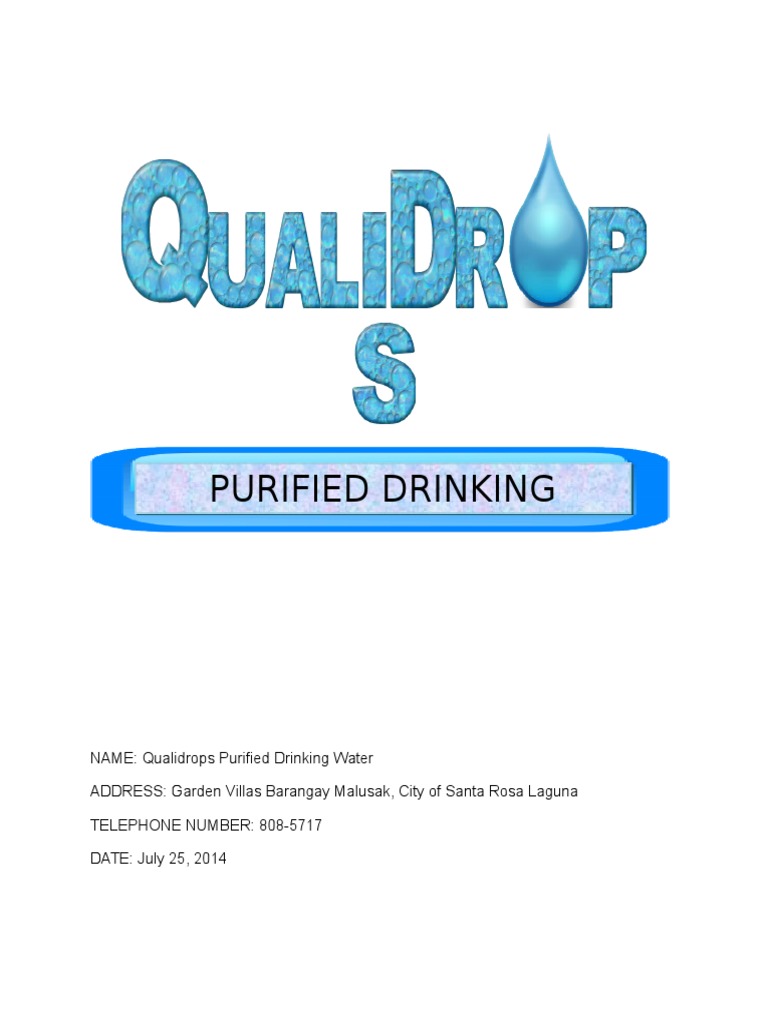 Business Plan PDF Water Water Purification