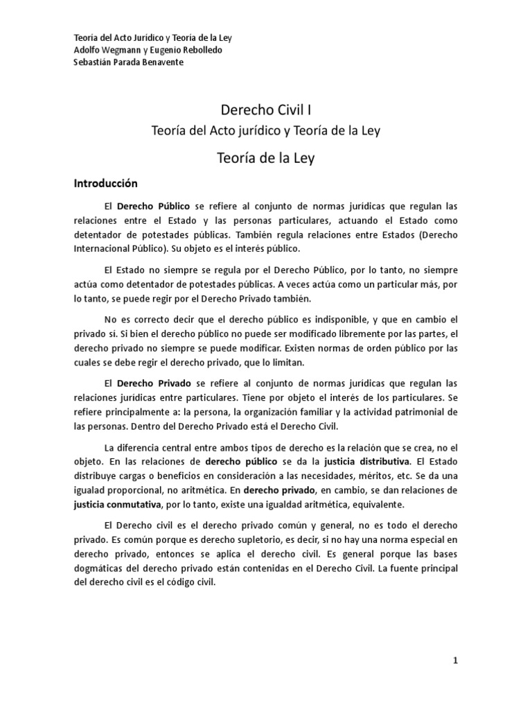 Wegman, Adolfo - Apuntes Civil I - Teoría de La Ley | PDF ...