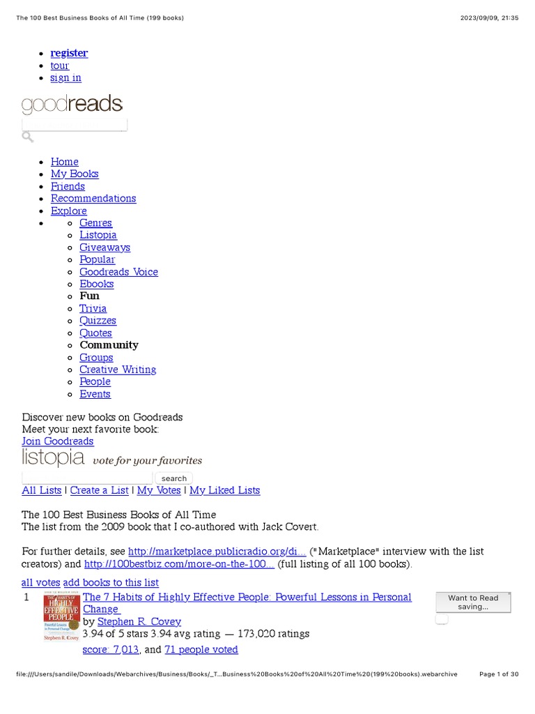 100 Best Business Books Of All Time List