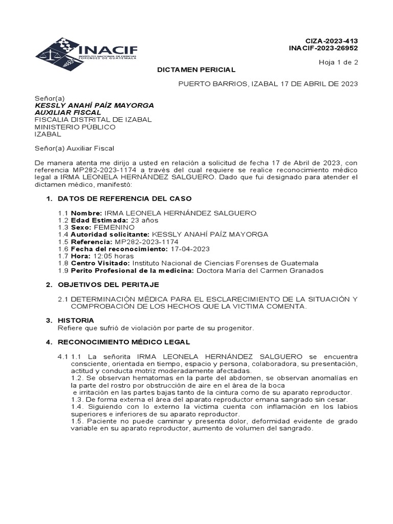 Dictamen-Pericial Prueba 9. | PDF | Violación | Ciencias de la Salud